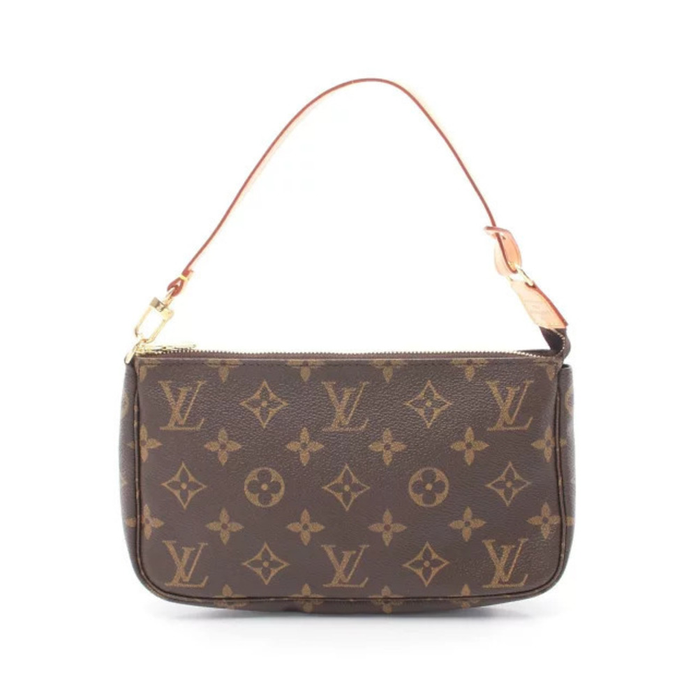Louis Vuitton Pochette Accessoires Monogram Handbag Canvas Leather Brown